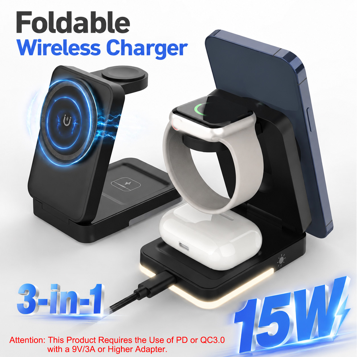 3-in-1 Foldable Wireless Charg - огляд і ціна Usb C Earphone